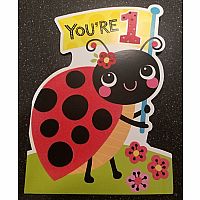 Ladybug Felt 1st Birthday Card