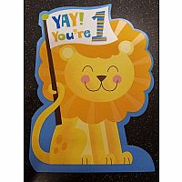 Lion Felt 1st Birthday Card