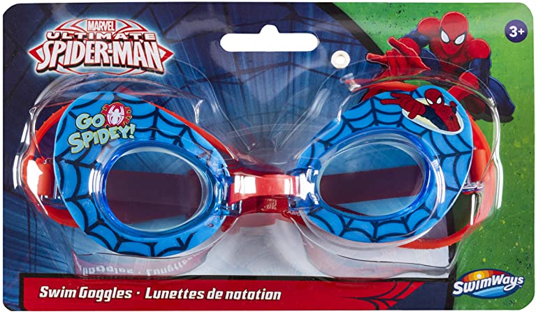 SwimWays Marvel Super Hero Adventures Swim Goggles Kids Red W/Blue Strap NEW 