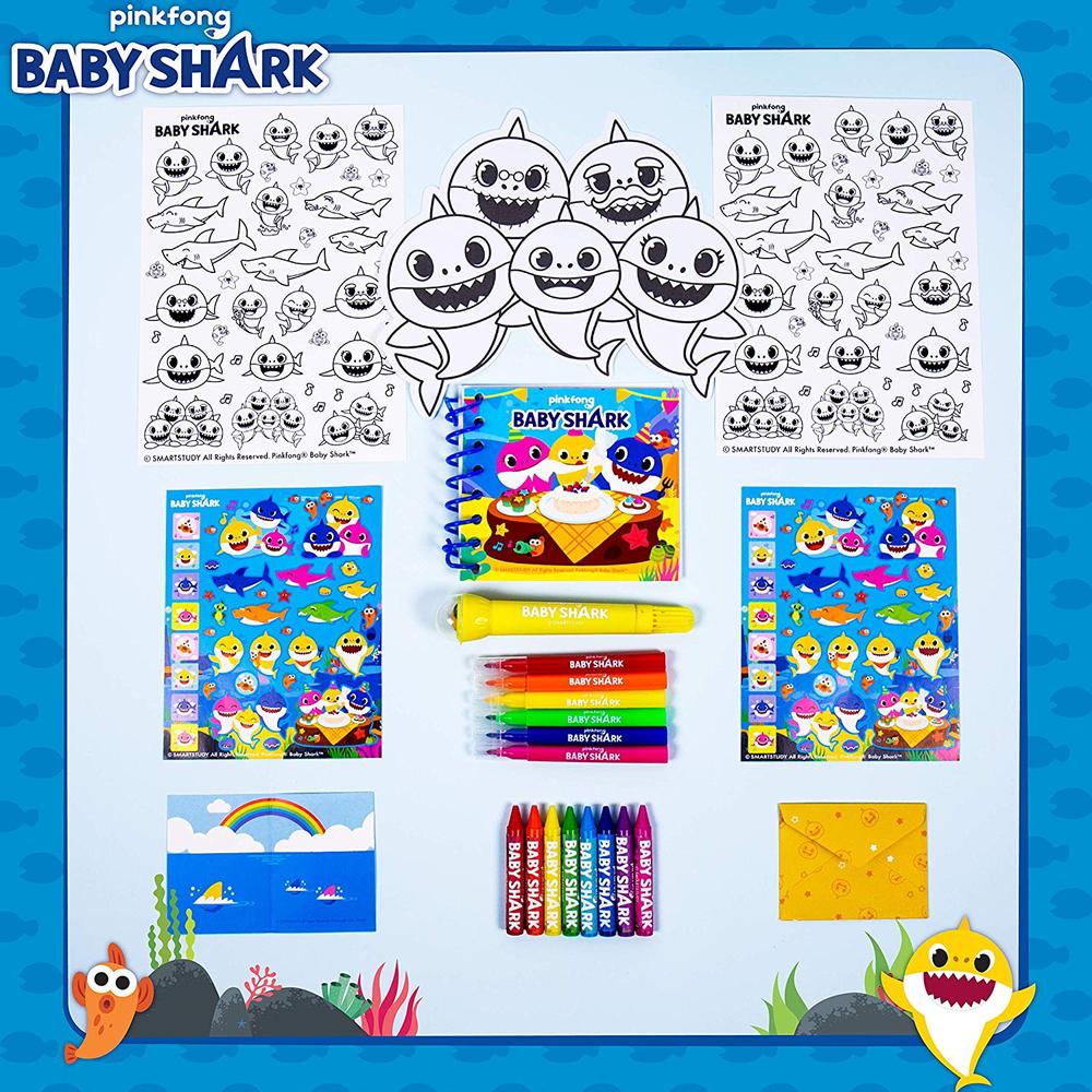 Baby Shark Coloring Case Kit Coloring Pad with Mini Markers Crayons and Sticker Sheets