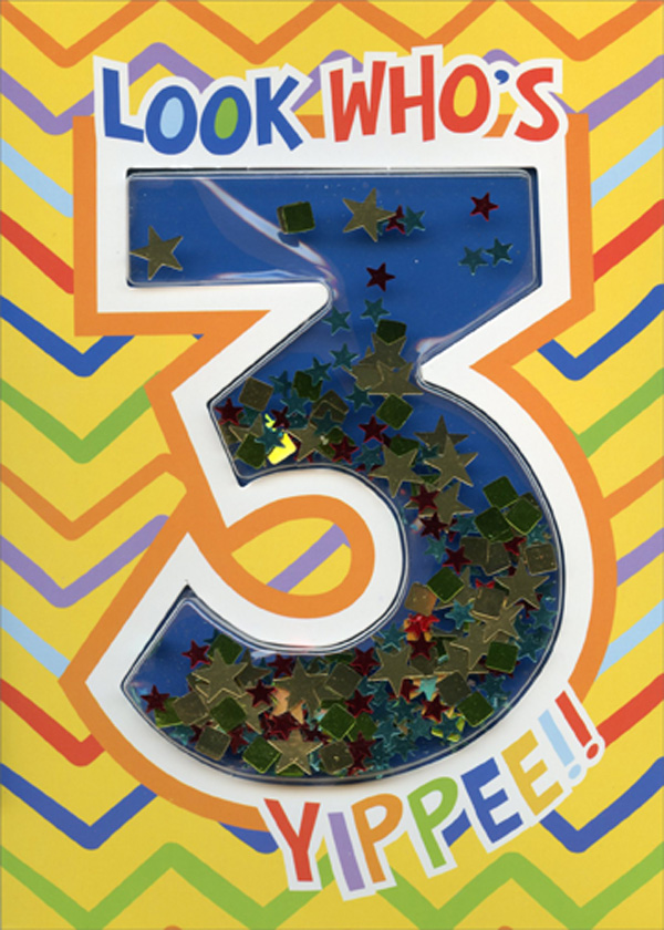 Confetti Shaker Look Who's 3 Yippee!! Raff and Friends