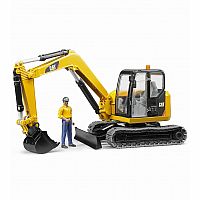 CAT Mini Excavator with Worker